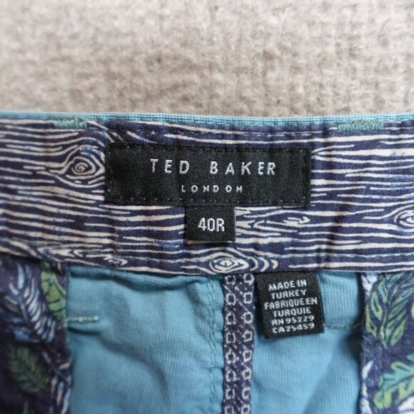 Ted Baker Mens Shorts 40 Blue Solid Cotton Chino 9" - Picture 8 of 11